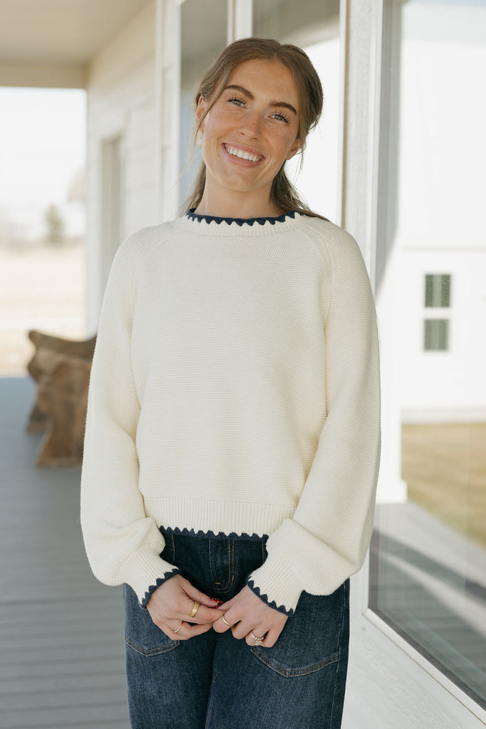 Lori Sweater-Ivory/Navy