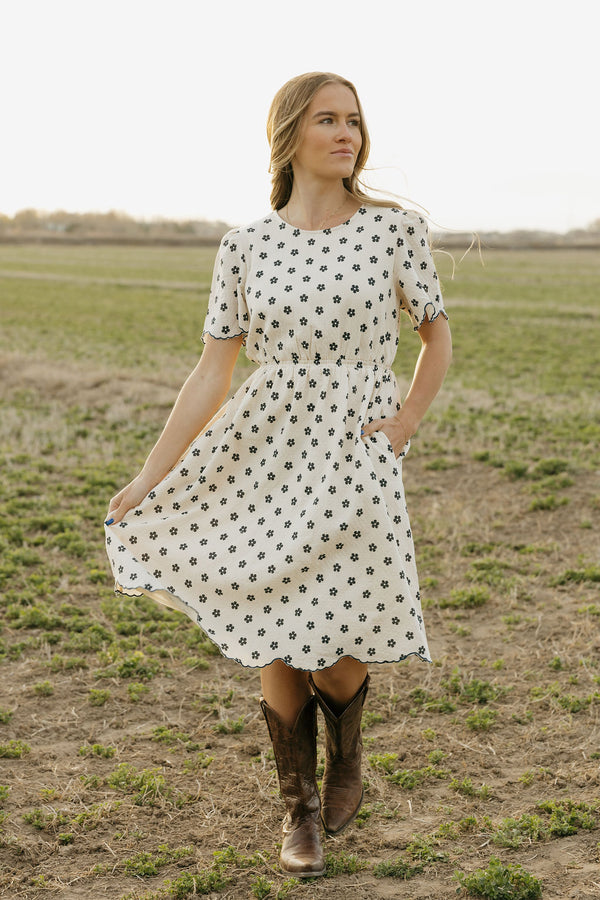 Liana Dress-Cream/Midnight