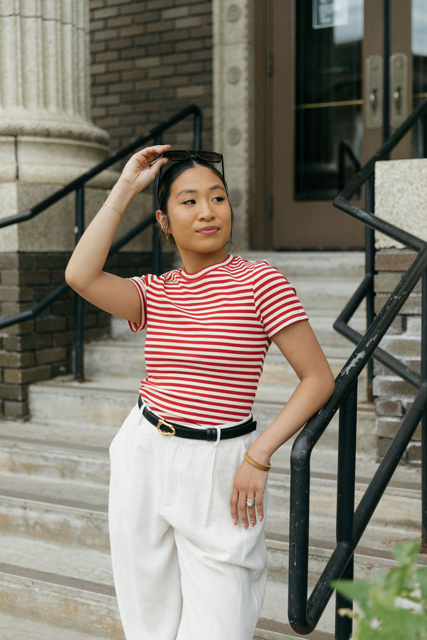 Kendall Tee-Red Stripe