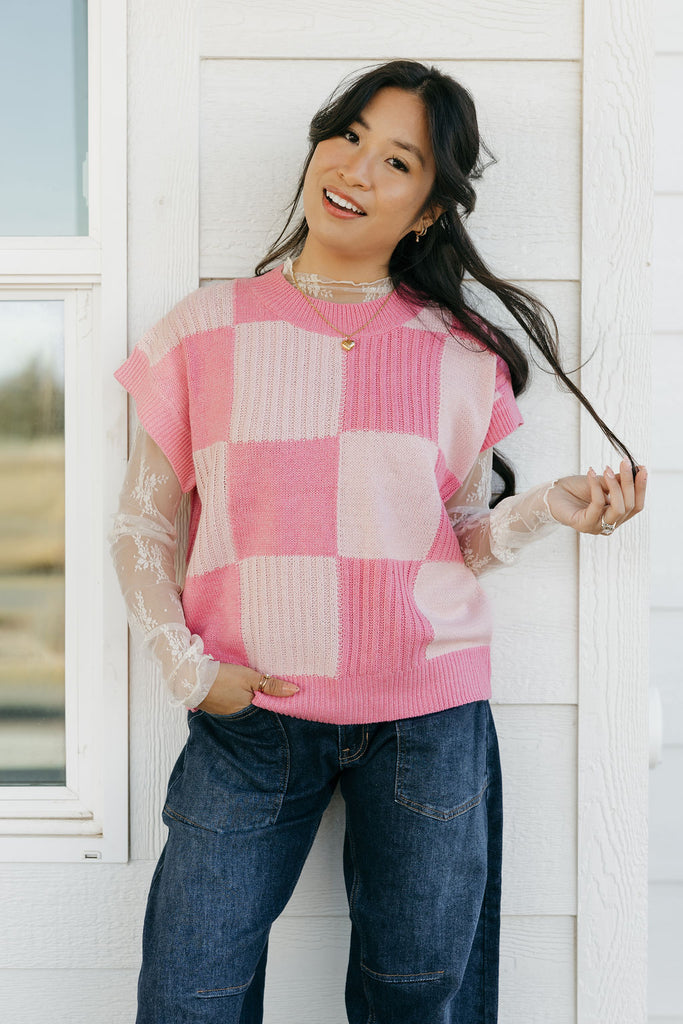 Hadlee Sweater Vest-Blush/Pink