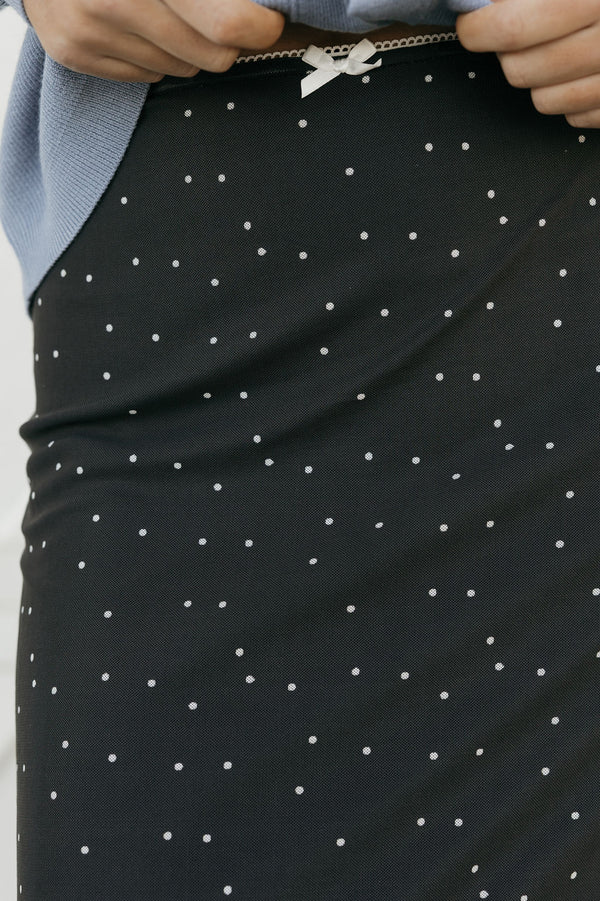 Kandi Skirt-Black Polka Dot