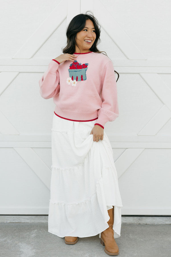 Sweet Strawberry Sweater-Pink