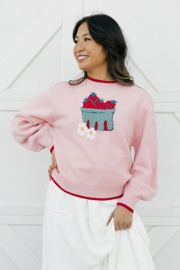 Sweet Strawberry Sweater-Pink