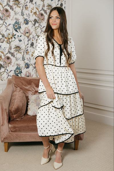 Amanda Dress-Ivory Polka Dot