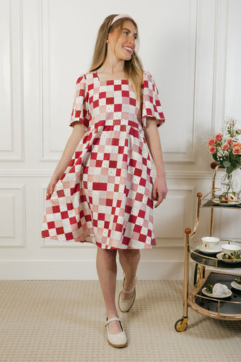 Brinley Dress-Red Patchwork