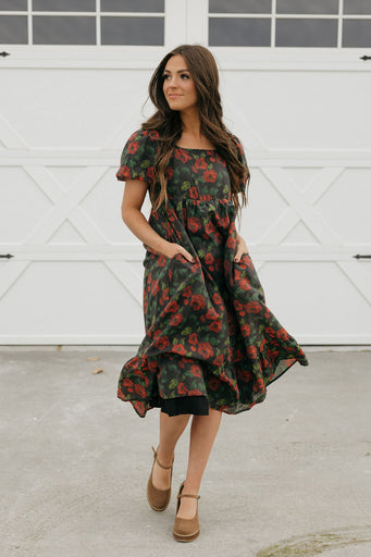 Grandview Dress-Black Floral