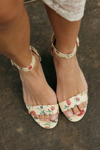 Rosalia Heels-Beige Floral