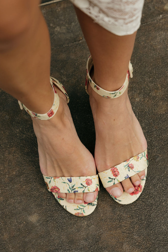 Rosalia Heels-Beige Floral