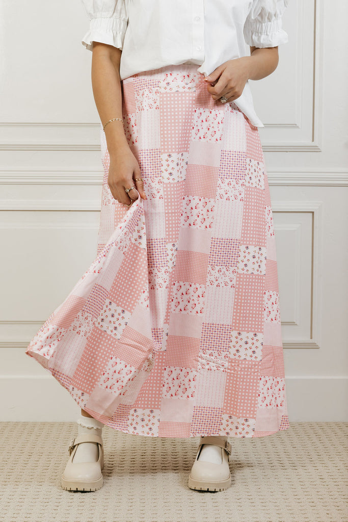 Laine Skirt-Pink Patchwork