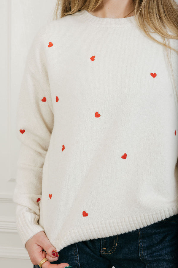 Gayle Heart Sweater-Ivory