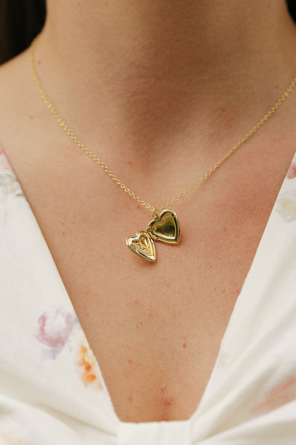 Lover Locket Necklace-Gold
