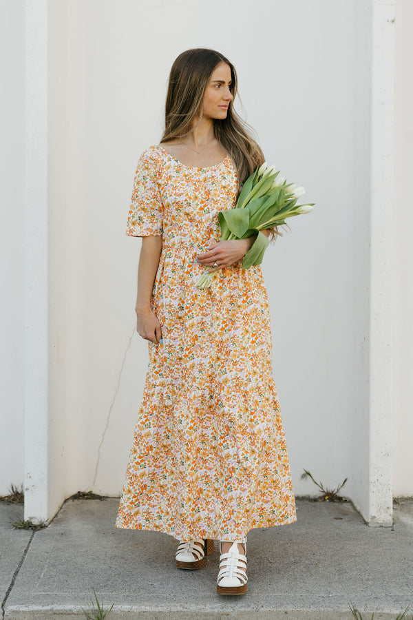 Mariposa Dress-Orange Floral