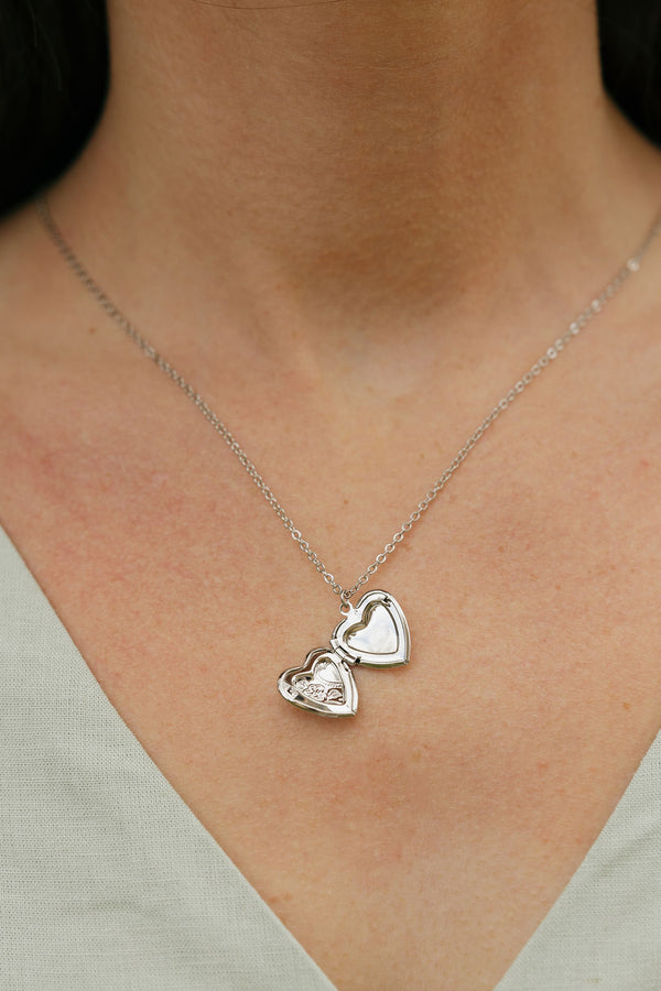 Lover Locket Necklace-Silver