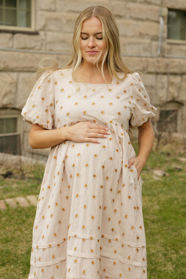 Grandview Dress-Tan Floral