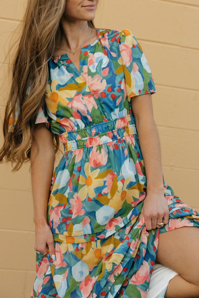 Caribbean Dress-Blue Multi  Love Olive Co