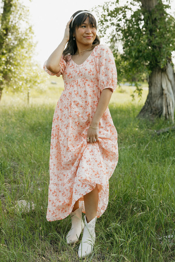 Tiffanie Dress-Peach Multi