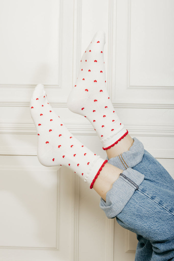 Sweetheart Socks-White/Red