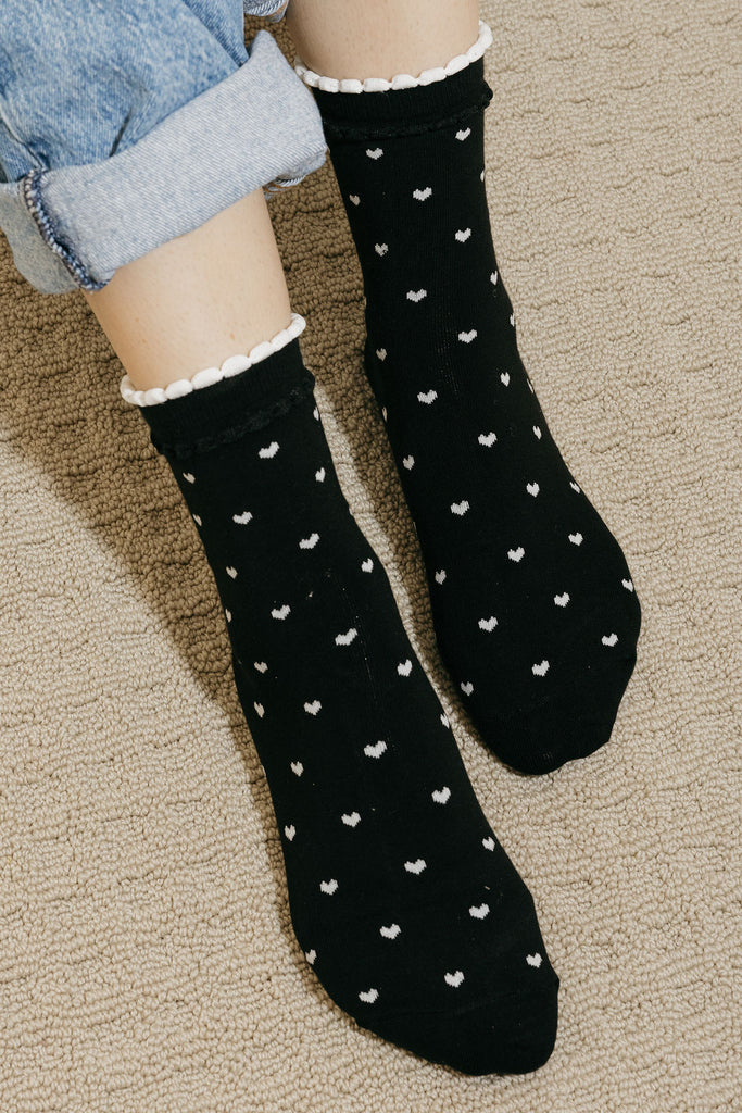 Sweetheart Socks-Black/White