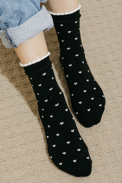 Sweetheart Socks-Black/White