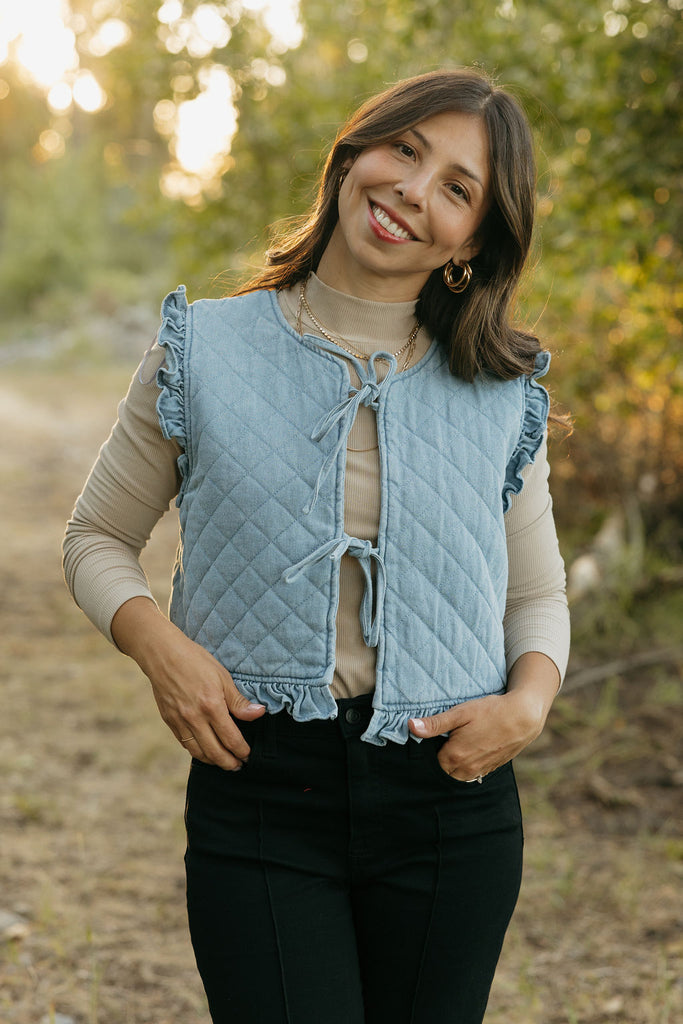 Goldie Vest-Light Denim