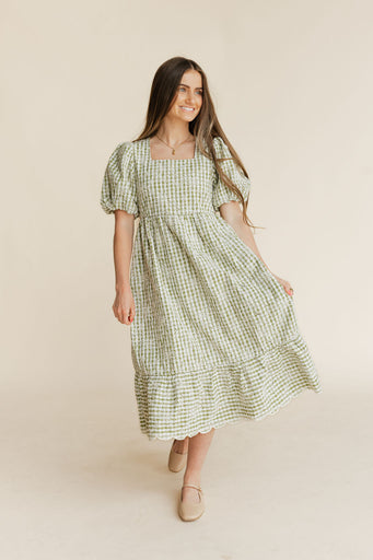 Grandview Dress-Green Gingham