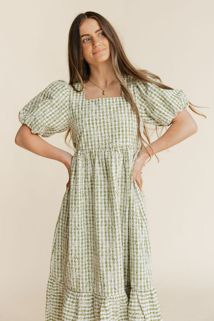 green emerald velvet dress Grandview Dress-Green Gingham – Love Olive Co