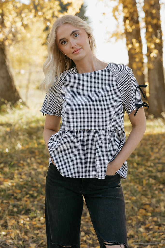 Darcia Top-Black Gingham