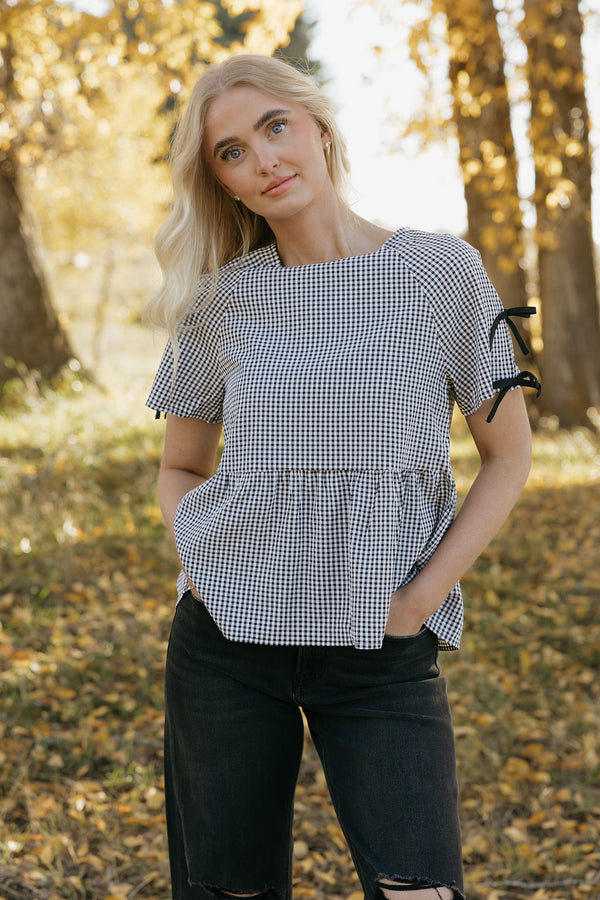 Darcia Top-Black Gingham