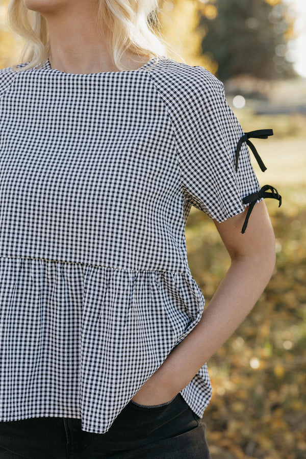 Darcia Top-Black Gingham