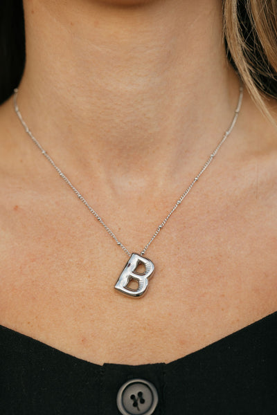 Bubble Initial Necklace-Silver