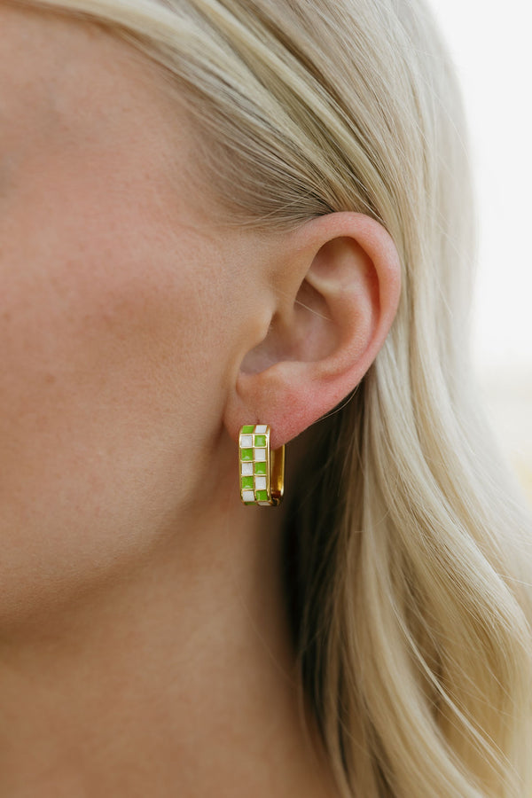Donnie Earrings-Green/White