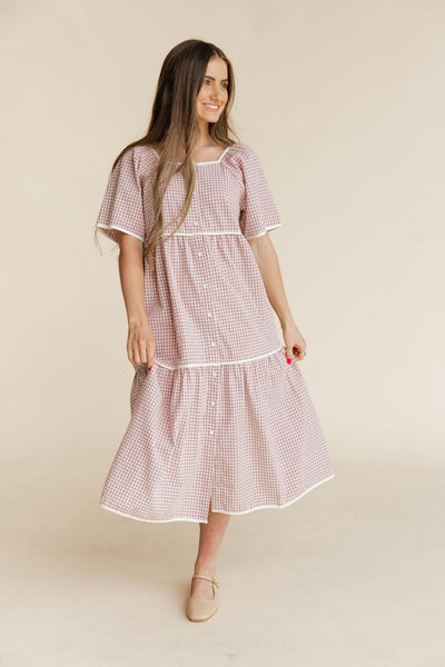 Hanna Dress-Mauve Gingham