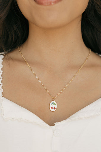 Cherry On Top Necklace-Gold