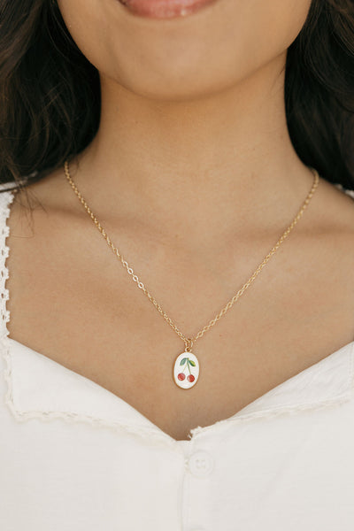 Cherry On Top Necklace-Gold
