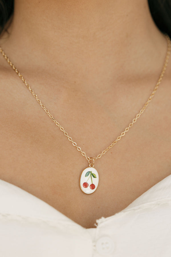 Cherry On Top Necklace-Gold
