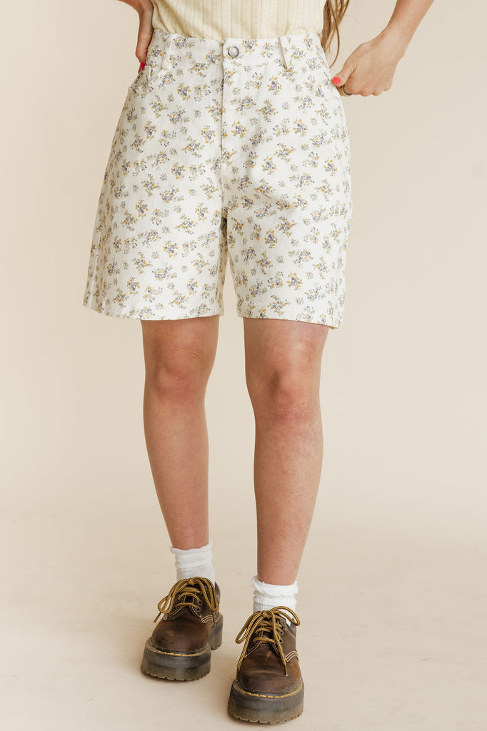 Edie Shorts-Ivory Floral