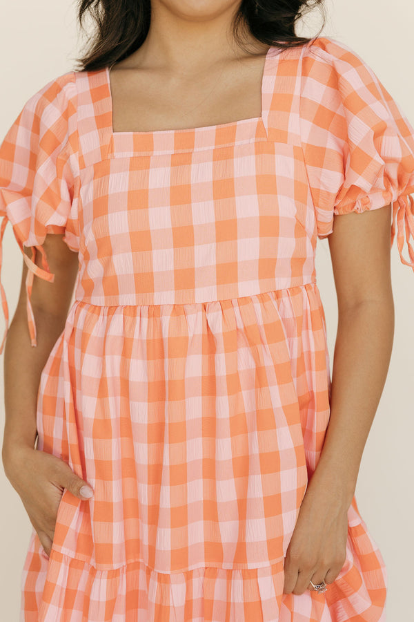 Suzie Dress-Orange/Pink