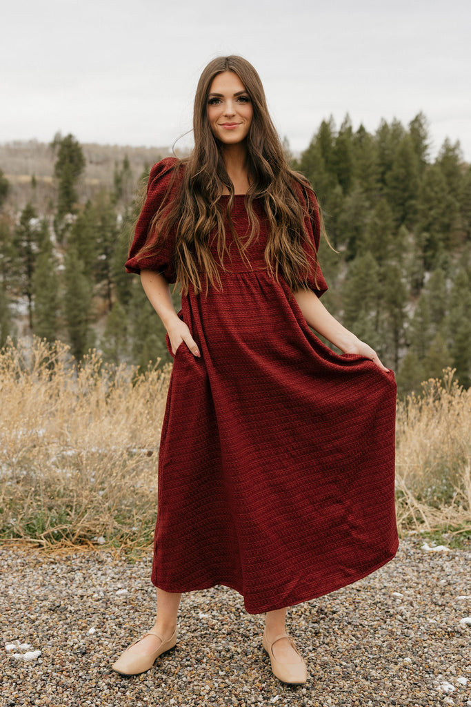 Leighton Dress-Burgundy