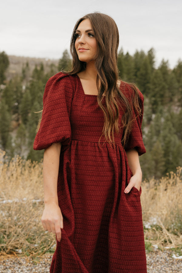 Leighton Dress-Burgundy