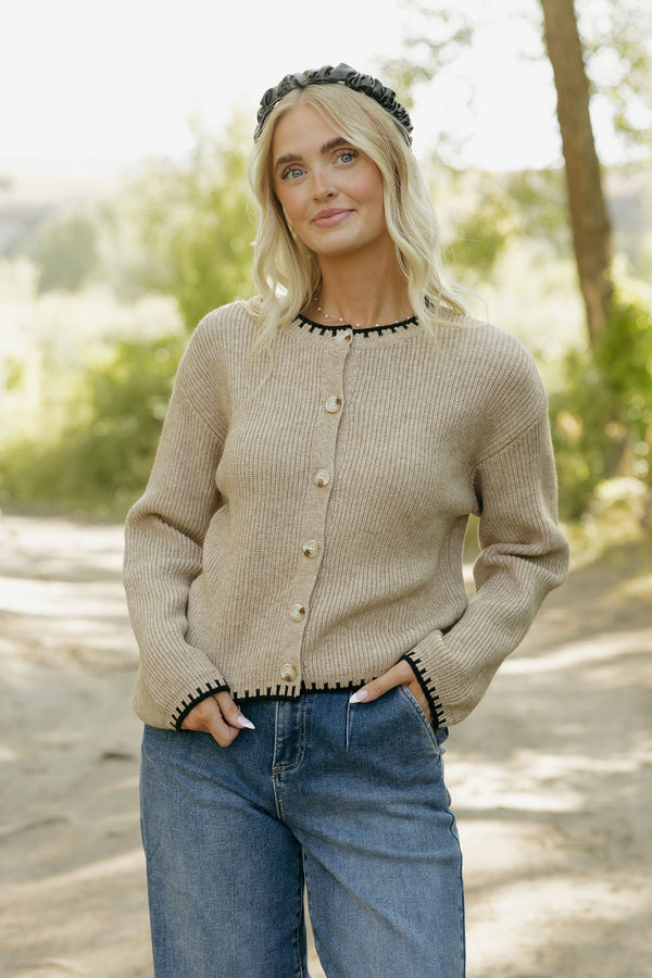 Harlow Cardigan-Taupe