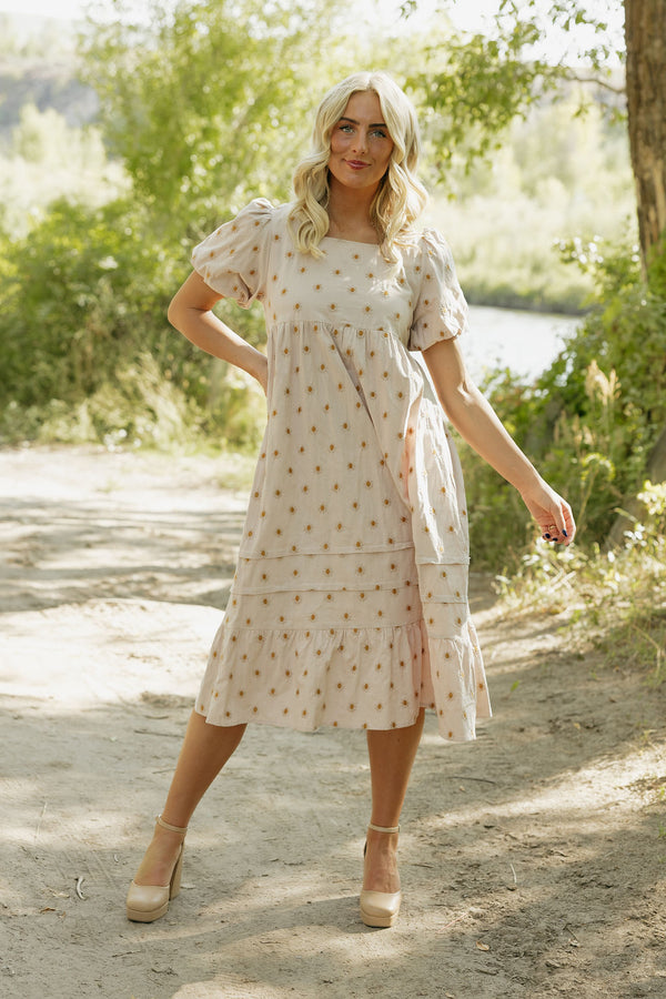 Grandview Dress-Tan Floral