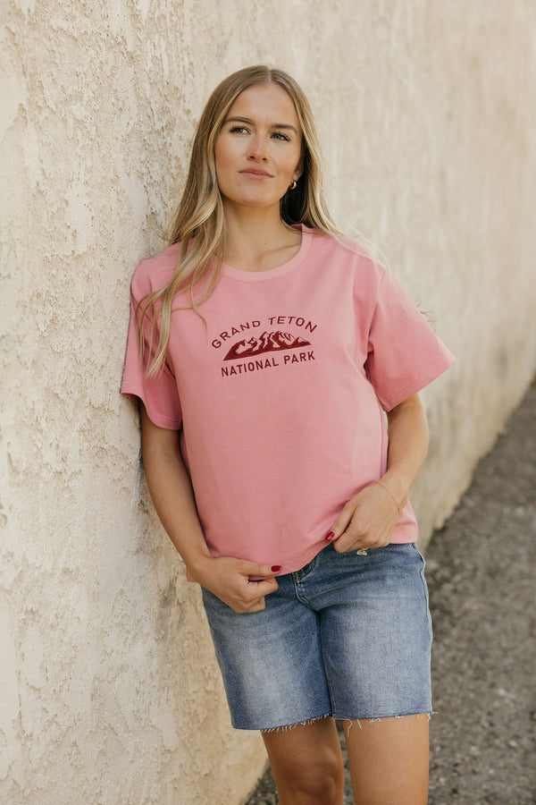 Grand Teton Park Tee-Pink