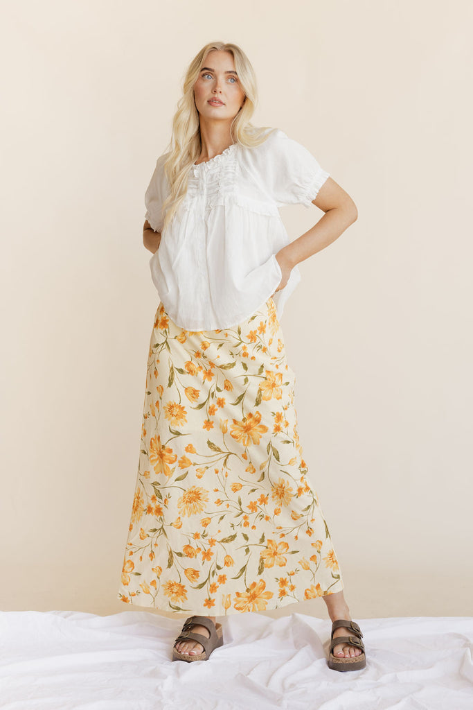Malia Skirt-Yellow Floral