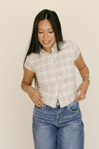 Lois Top-Ivory Plaid