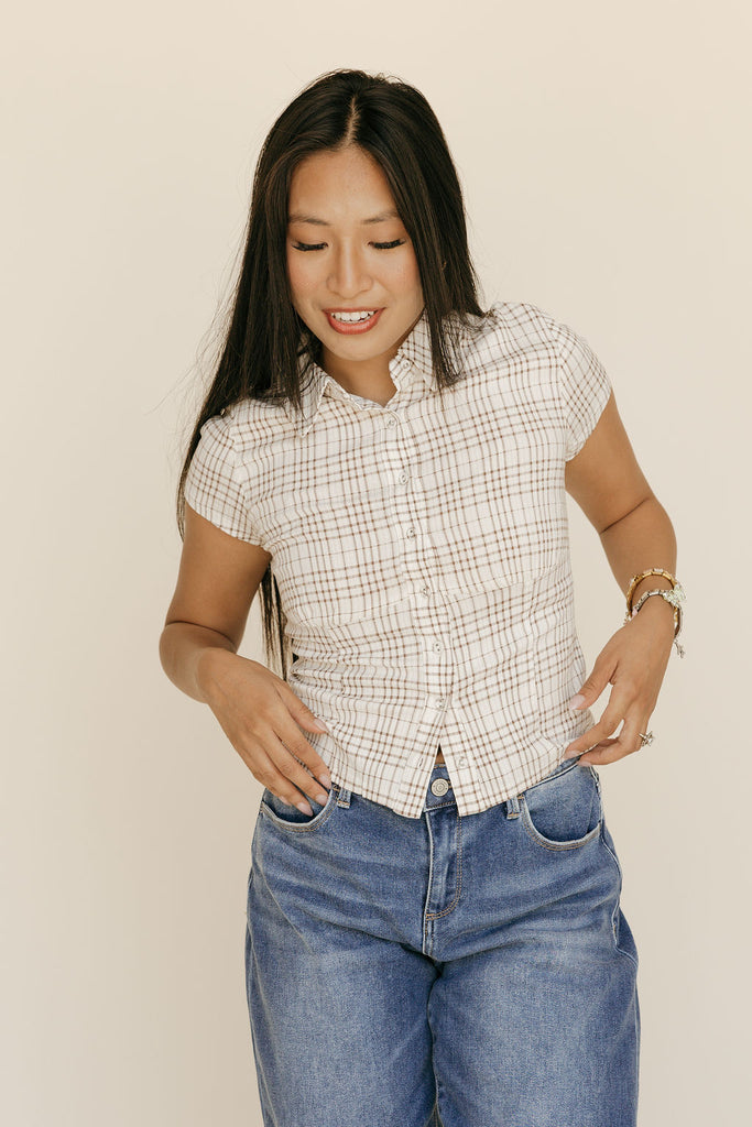 Lois Top-Ivory Plaid
