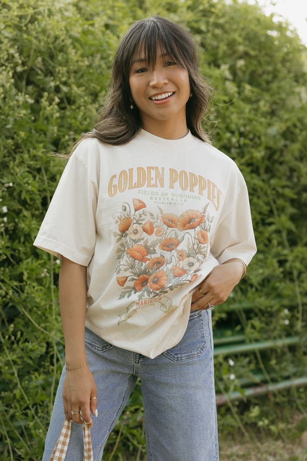 Golden Poppies Tee-Cream