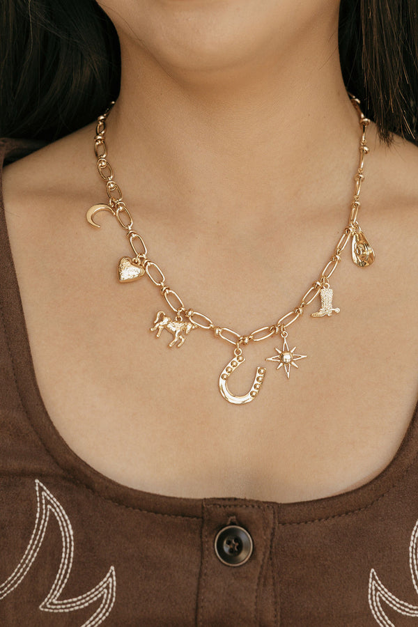 Dakota Charm Necklace-Gold