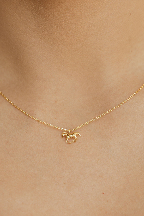 Hallie Horse Necklace-18K Gold Dipped