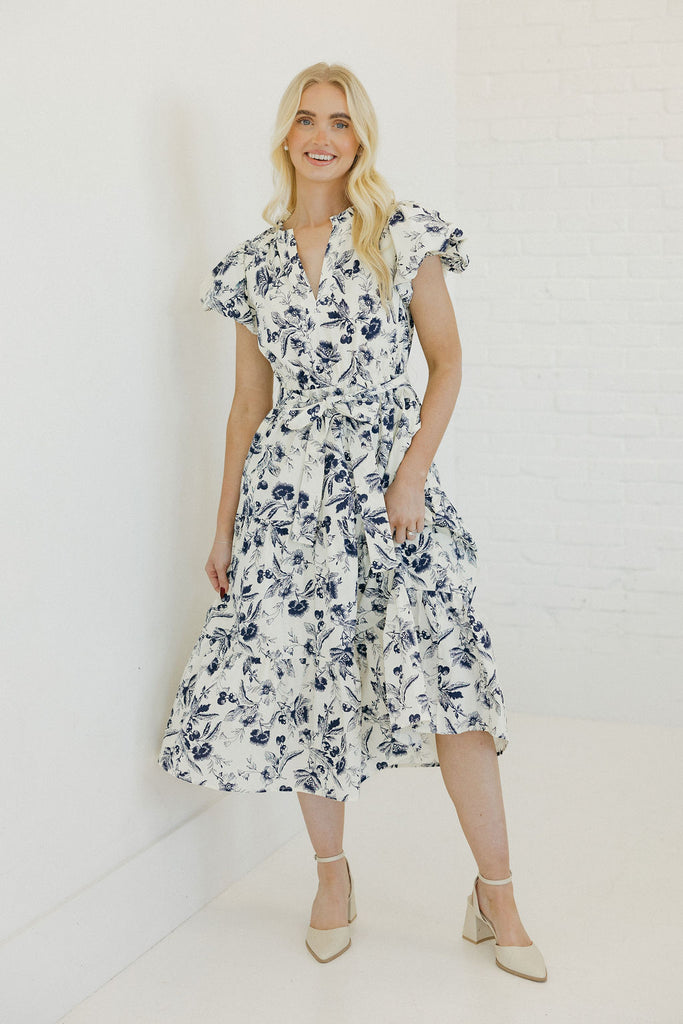 Kari Dress-Ivory/Navy Love Olive Co Kari Dress-Ivory/Navy Love Olive Co