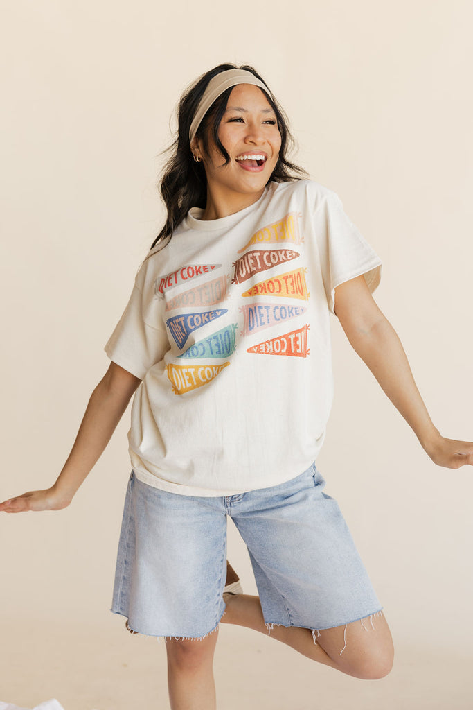 Diet Coke Flag Tee-Ivory